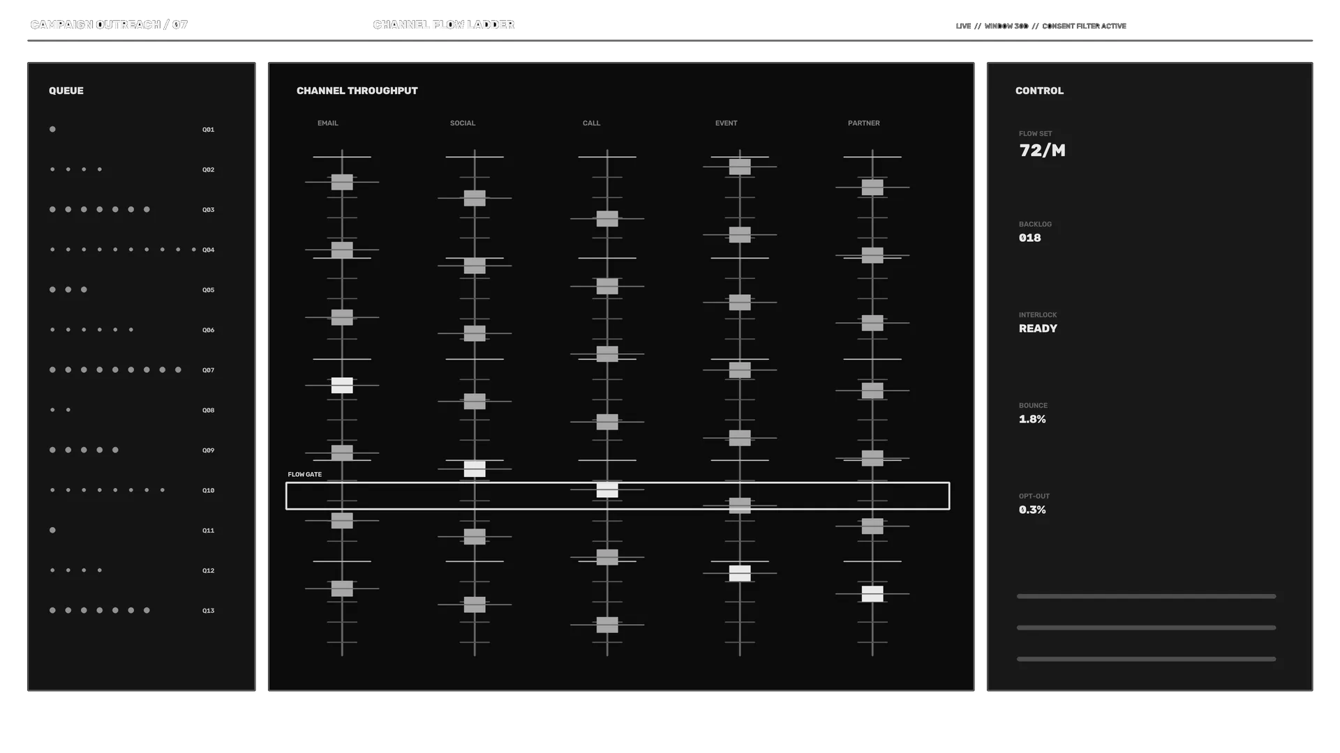 Monochrome channel flow ladder interface — free 3840x2160 4K wallpaper image