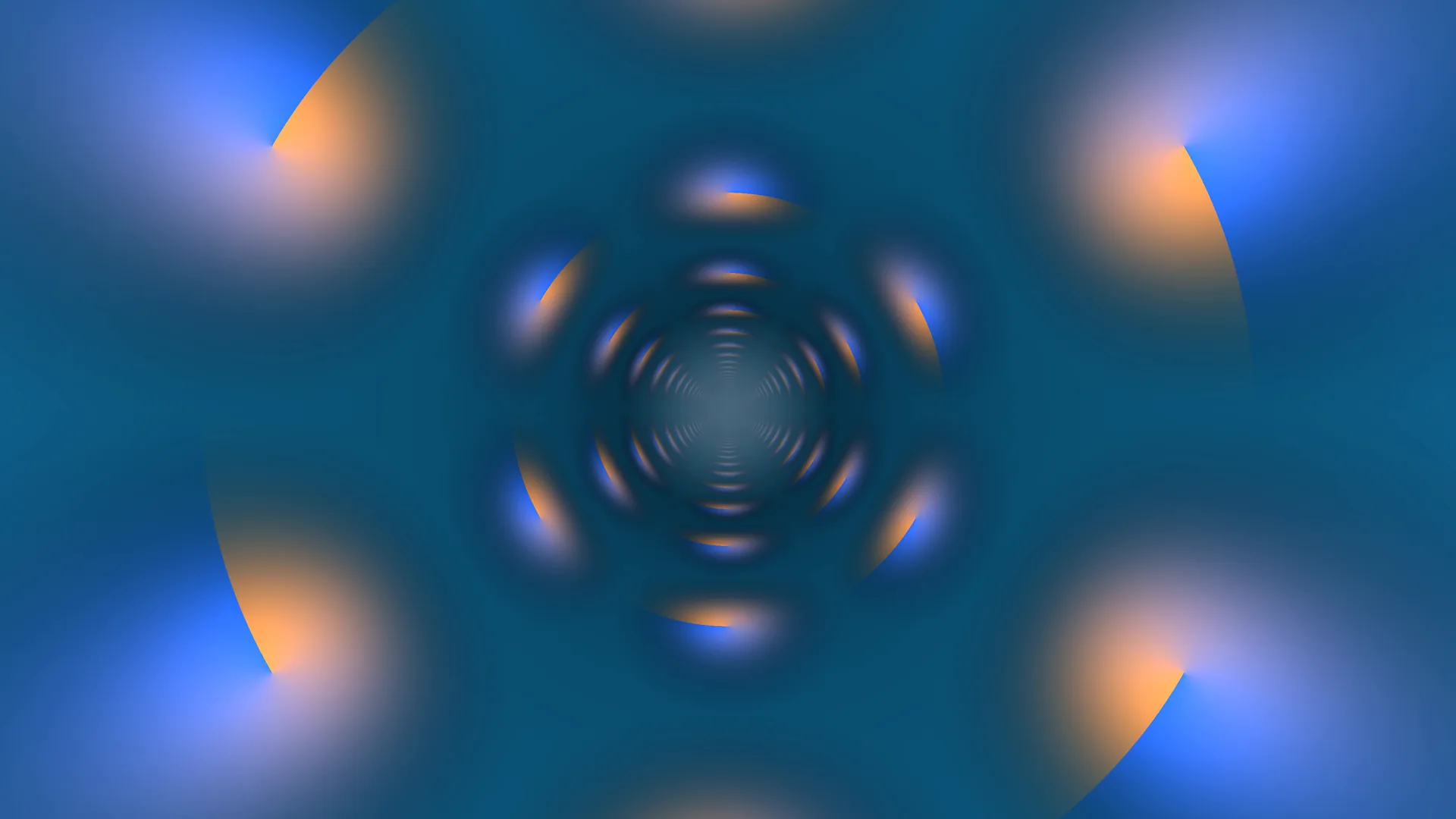 Concentric blue tunnel with orange light arcs — free 3840x2160 4K wallpaper image