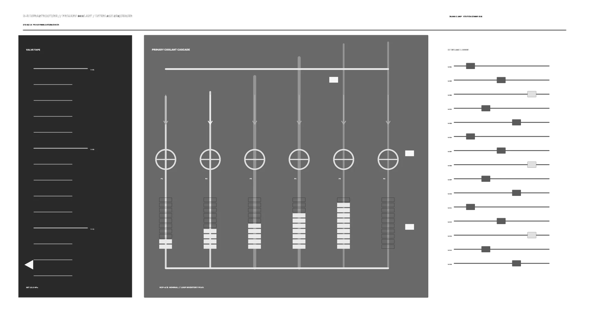 Monochrome coolant infrastructure control diagram — free 3840x2160 4K wallpaper image