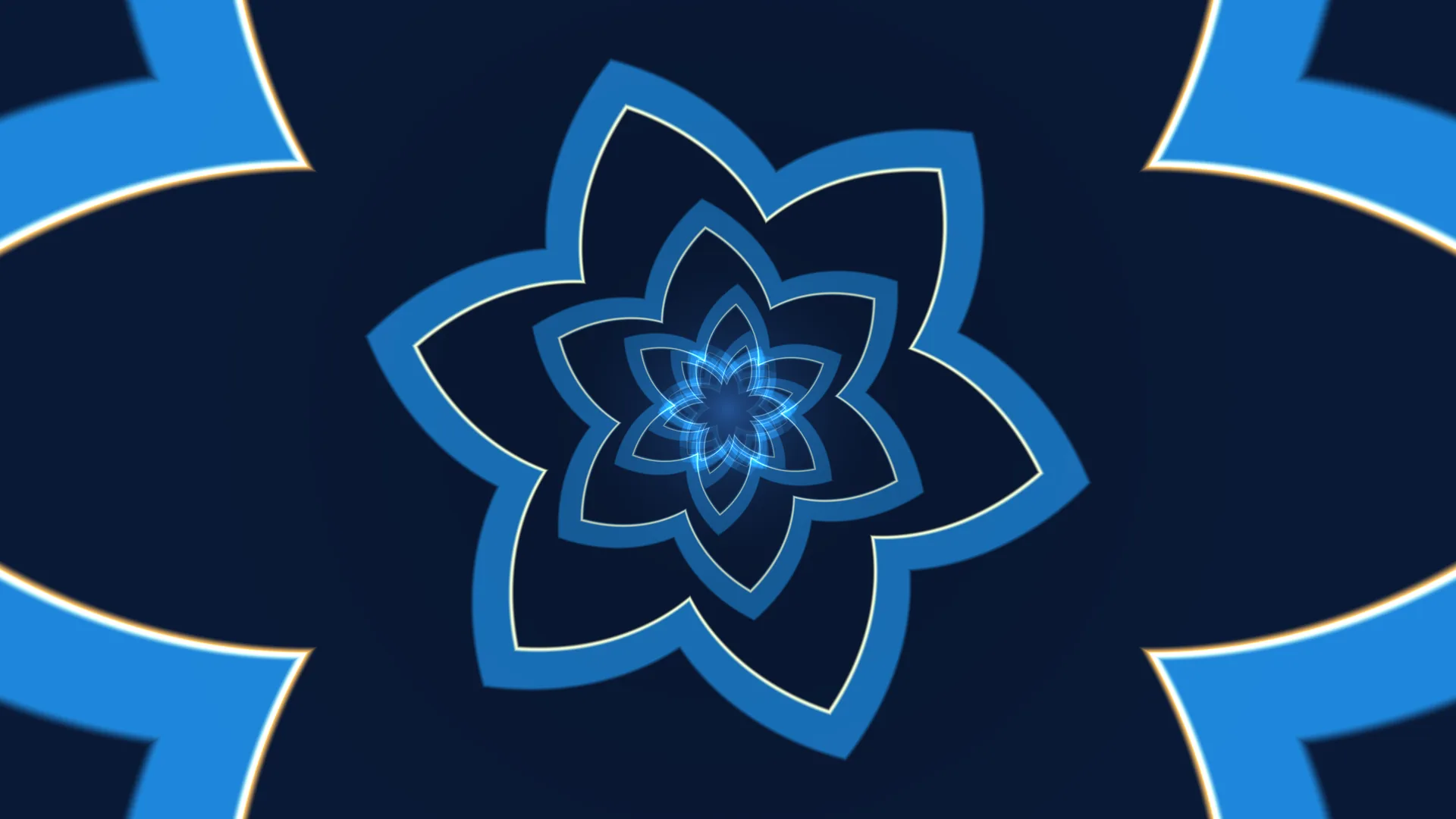 Blue geometric floral rings on a navy field — free 3840x2160 4K wallpaper image