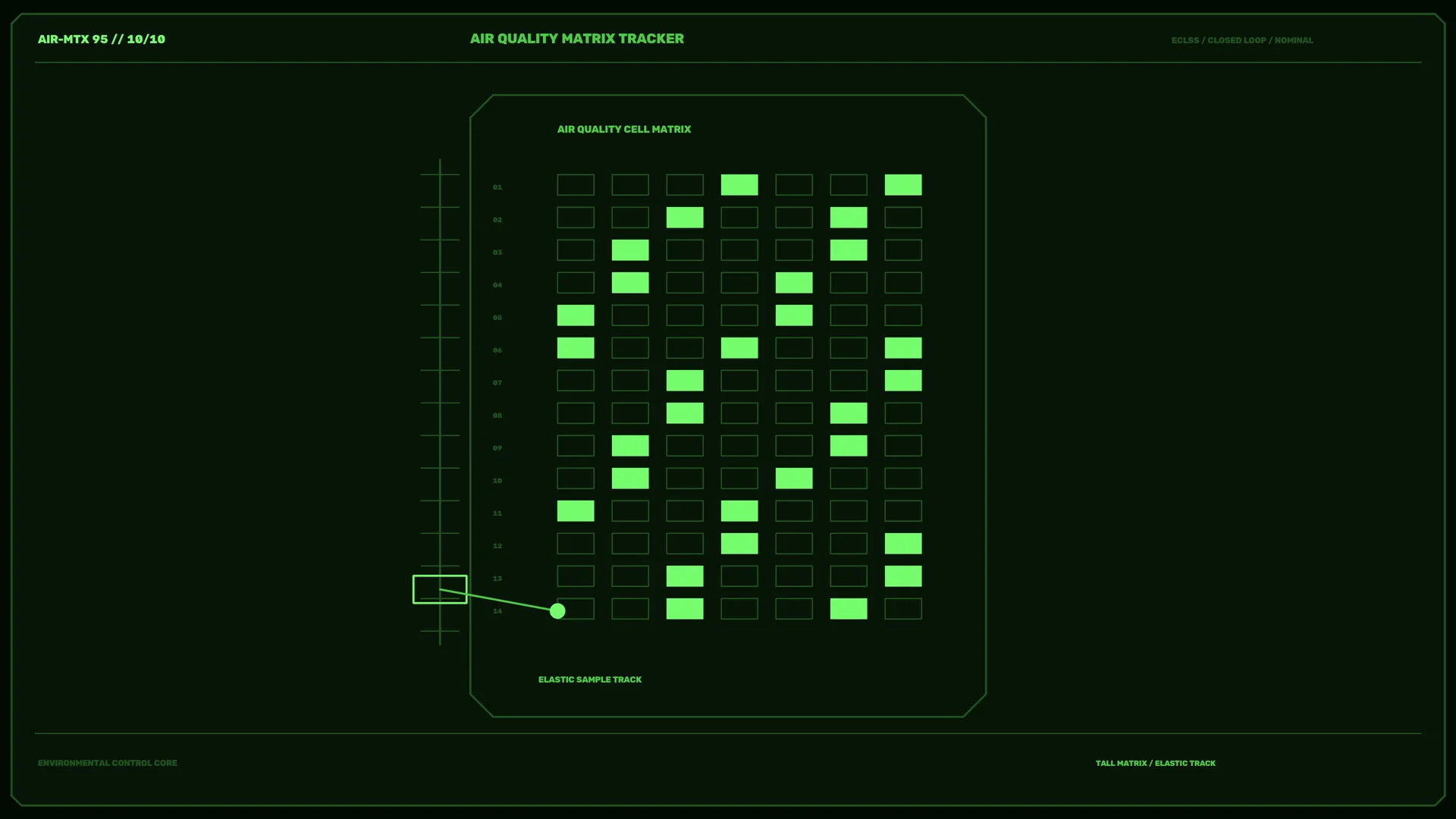 Neon green air quality matrix interface — free 3840x2160 4K wallpaper image