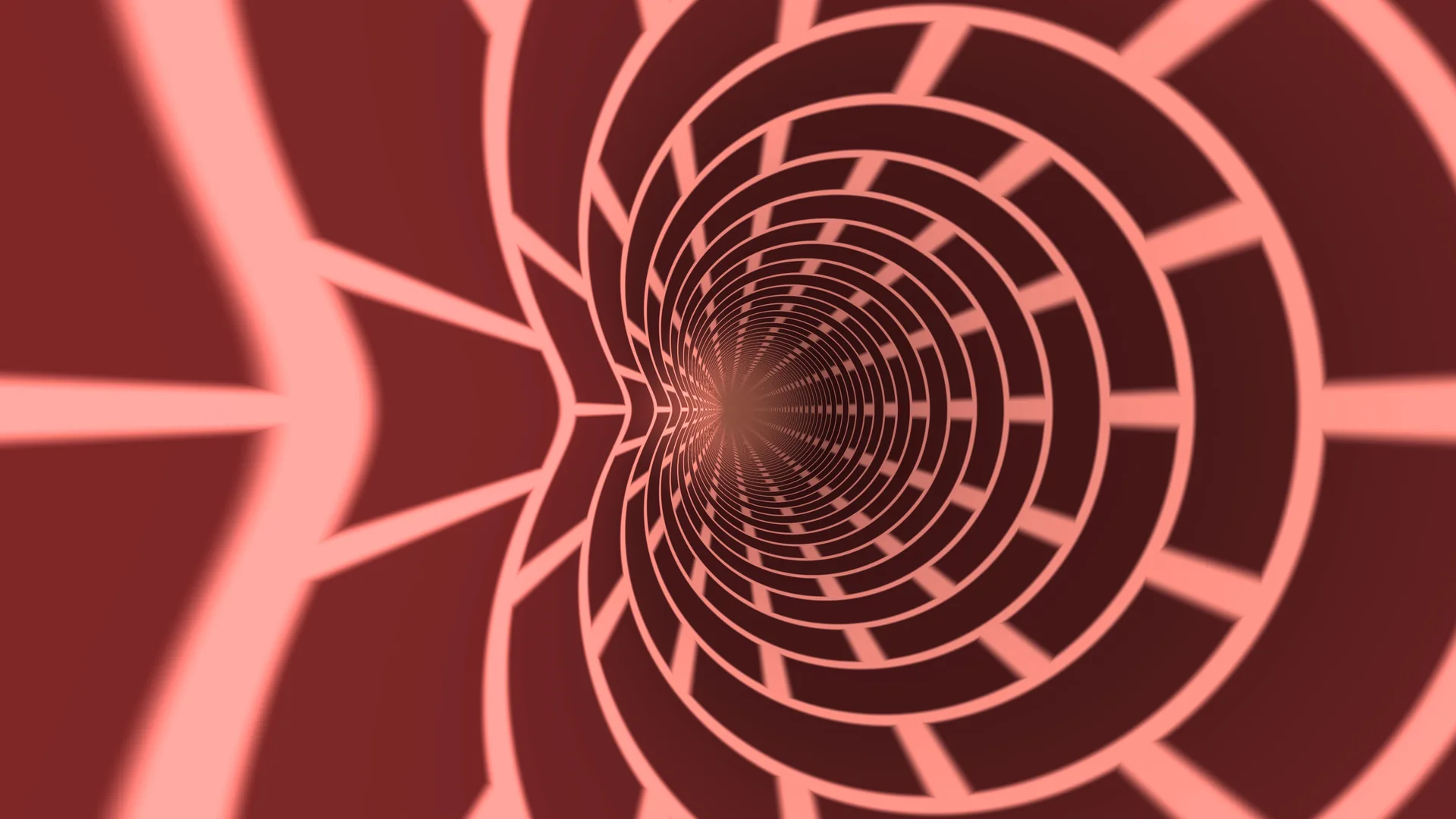 Coral concentric tunnel on a dark red field — free 3840x2160 4K wallpaper image