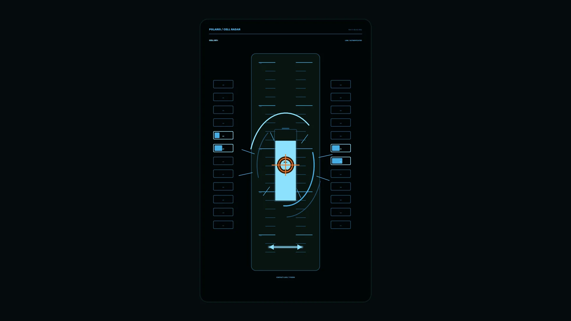 Cell radar interface with orbital target geometry — free 3840x2160 4K wallpaper image
