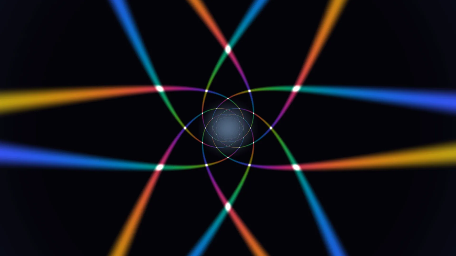 Chromatic orbital curves on a black field — free 3840x2160 4K wallpaper image