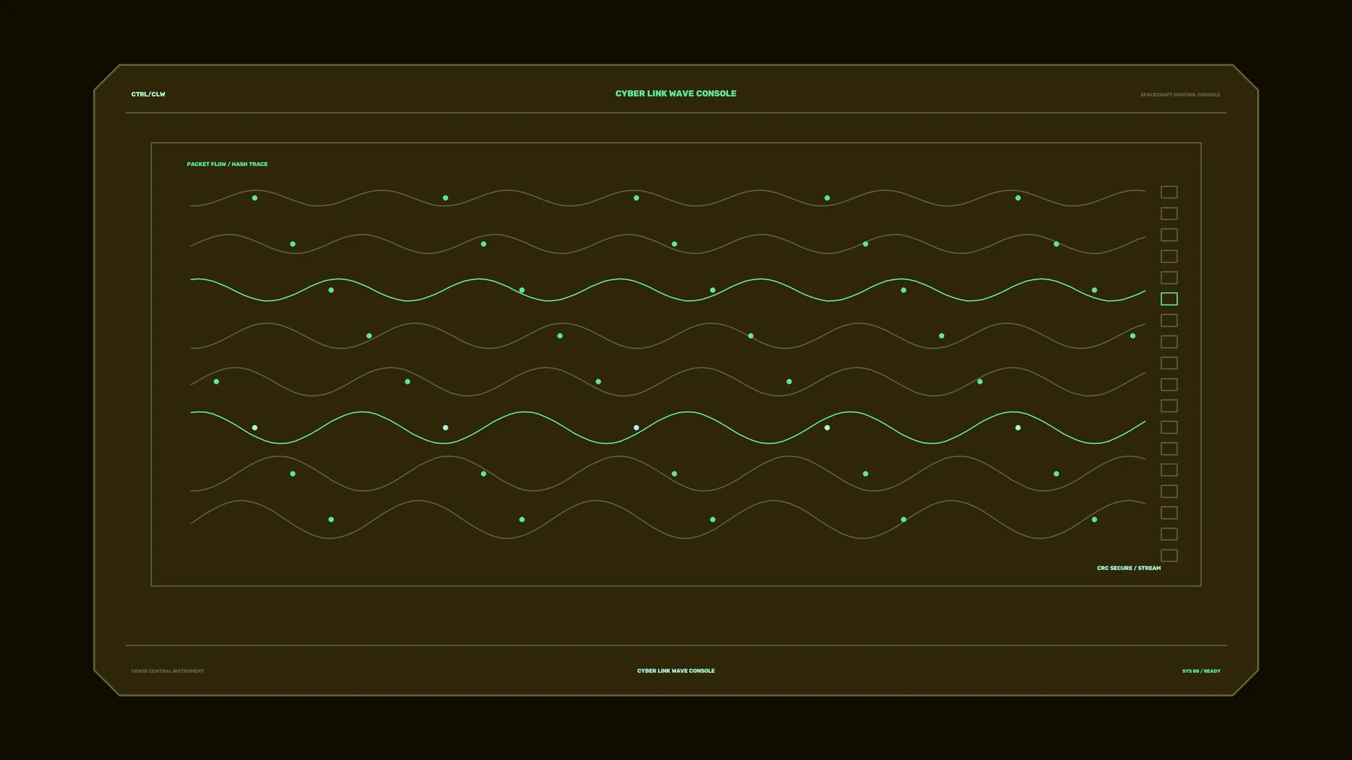Neon Waveform Console on an Olive Grid — free 3840x2160 4K wallpaper image