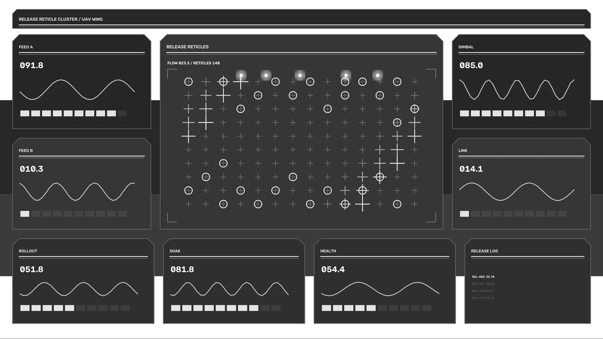 Dark technical reticle monitoring interface — free 3840x2160 4K wallpaper image