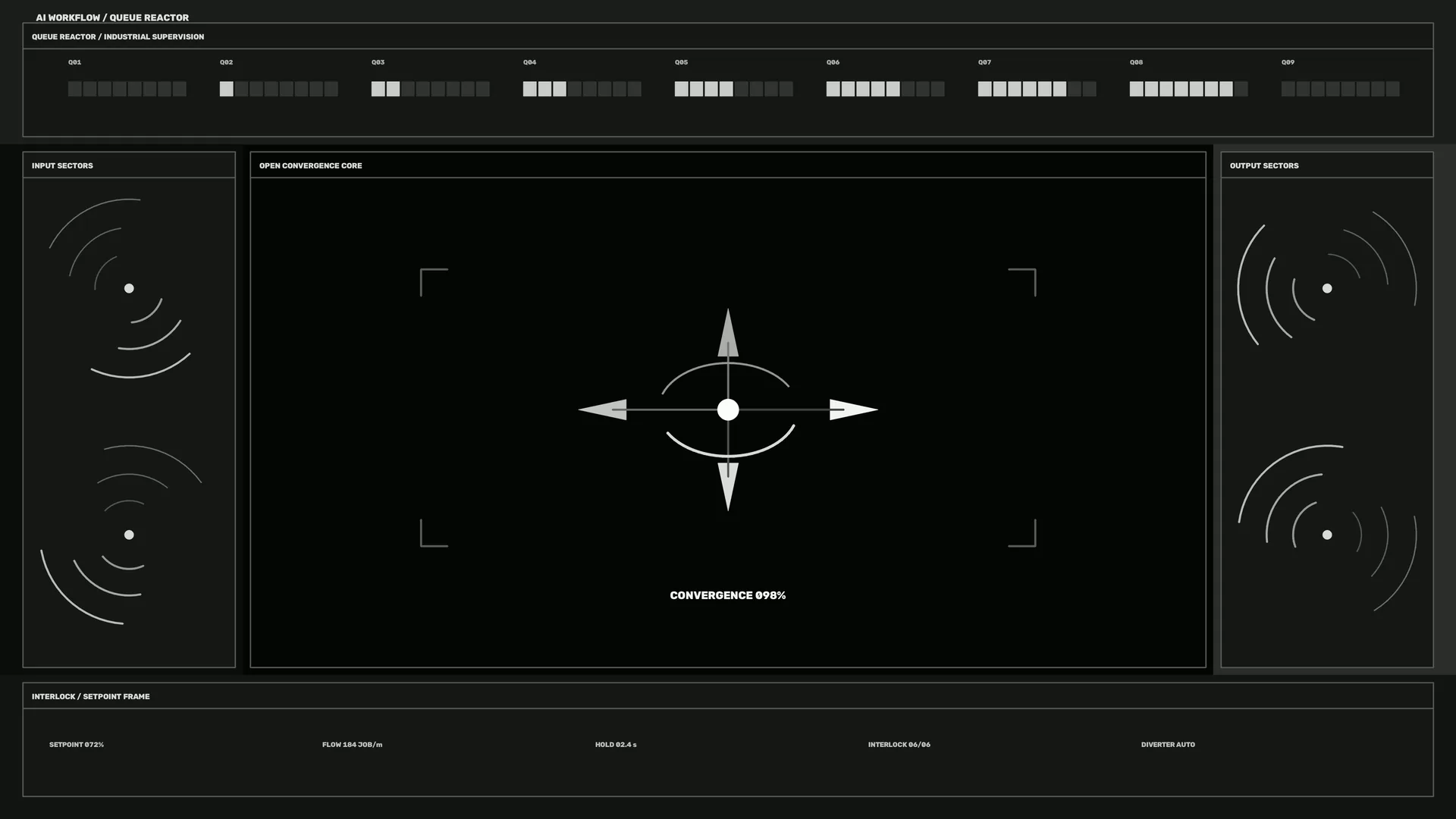 Monochrome Industrial Convergence Control Panel — free 3840x2160 4K wallpaper image