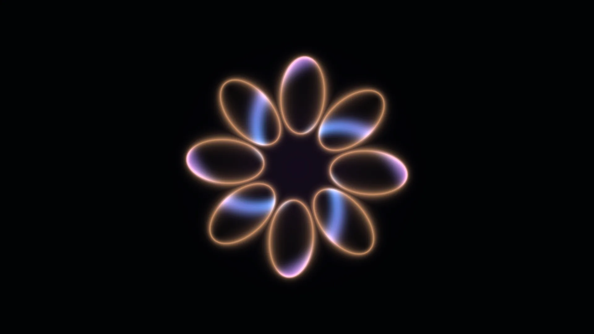 Radial neon petal geometry on black — free 3840x2160 4K wallpaper image