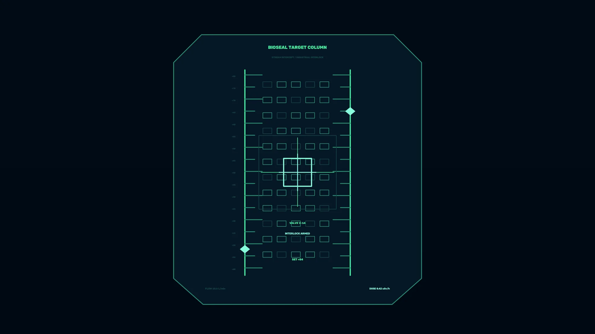 Neon bioseal target column schematic — free 3840x2160 4K wallpaper image