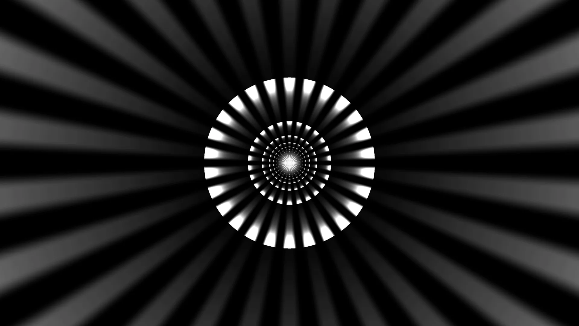 Monochrome radial tunnel with concentric rings — free 3840x2160 4K wallpaper image