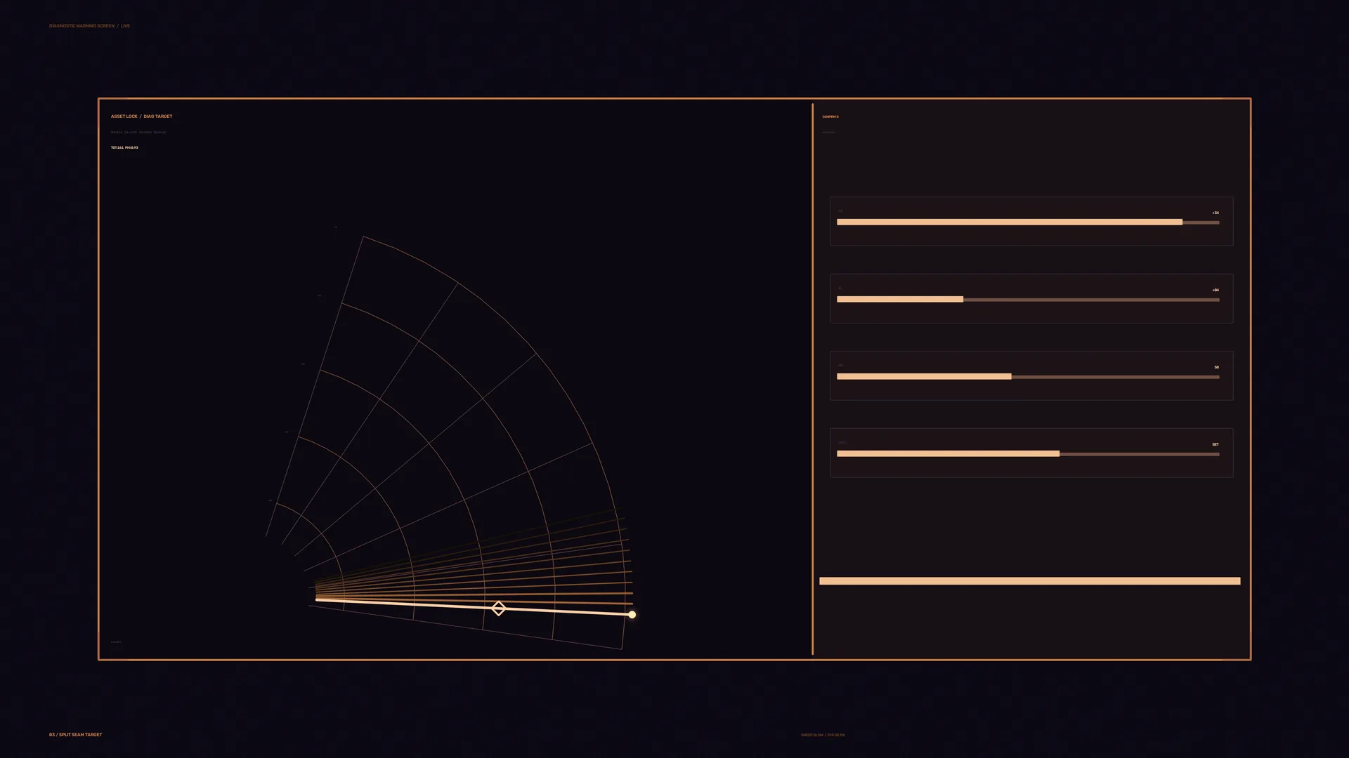 Copper radial chart on a dark technical grid — free 3840x2160 4K wallpaper image