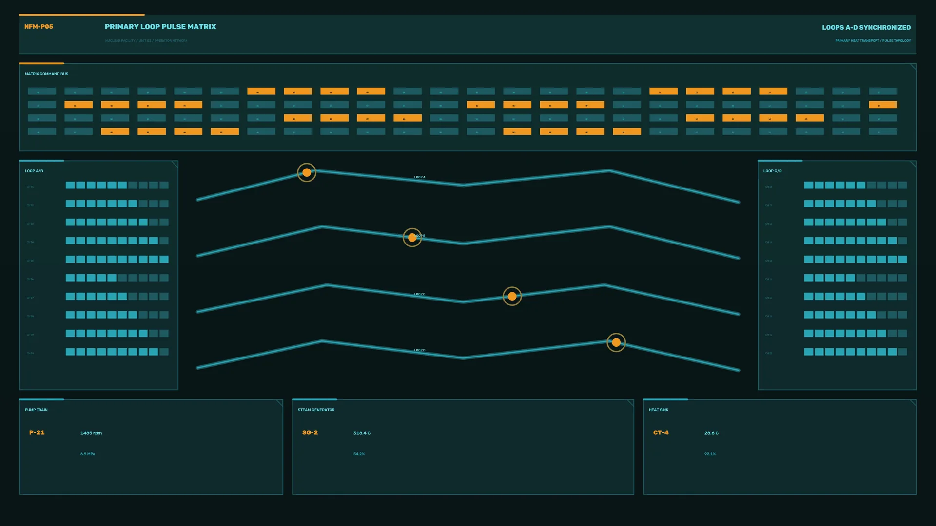 Teal and Orange Industrial Loop Control Matrix — free 3840x2160 4K wallpaper image