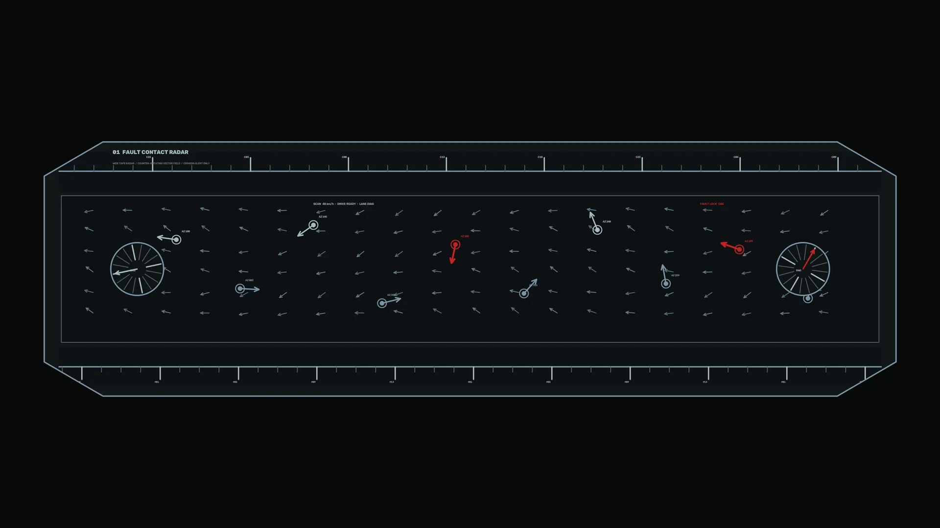 Dark fault contact radar with vector field — free 3840x2160 4K wallpaper image