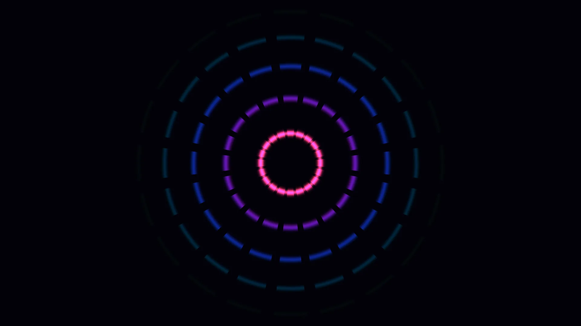 Concentric neon rings on a black field — free 3840x2160 4K wallpaper image