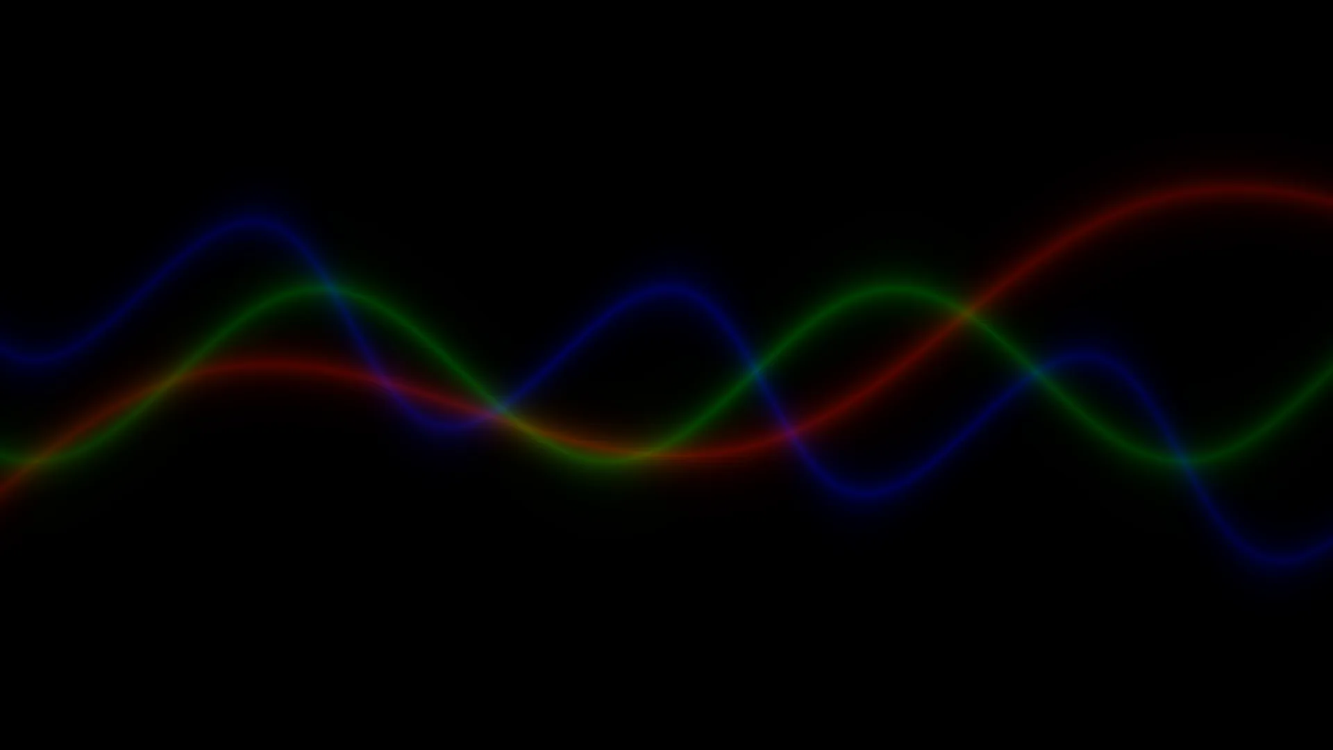 RGB sinusoidal light trails on black — free 3840x2160 4K wallpaper image