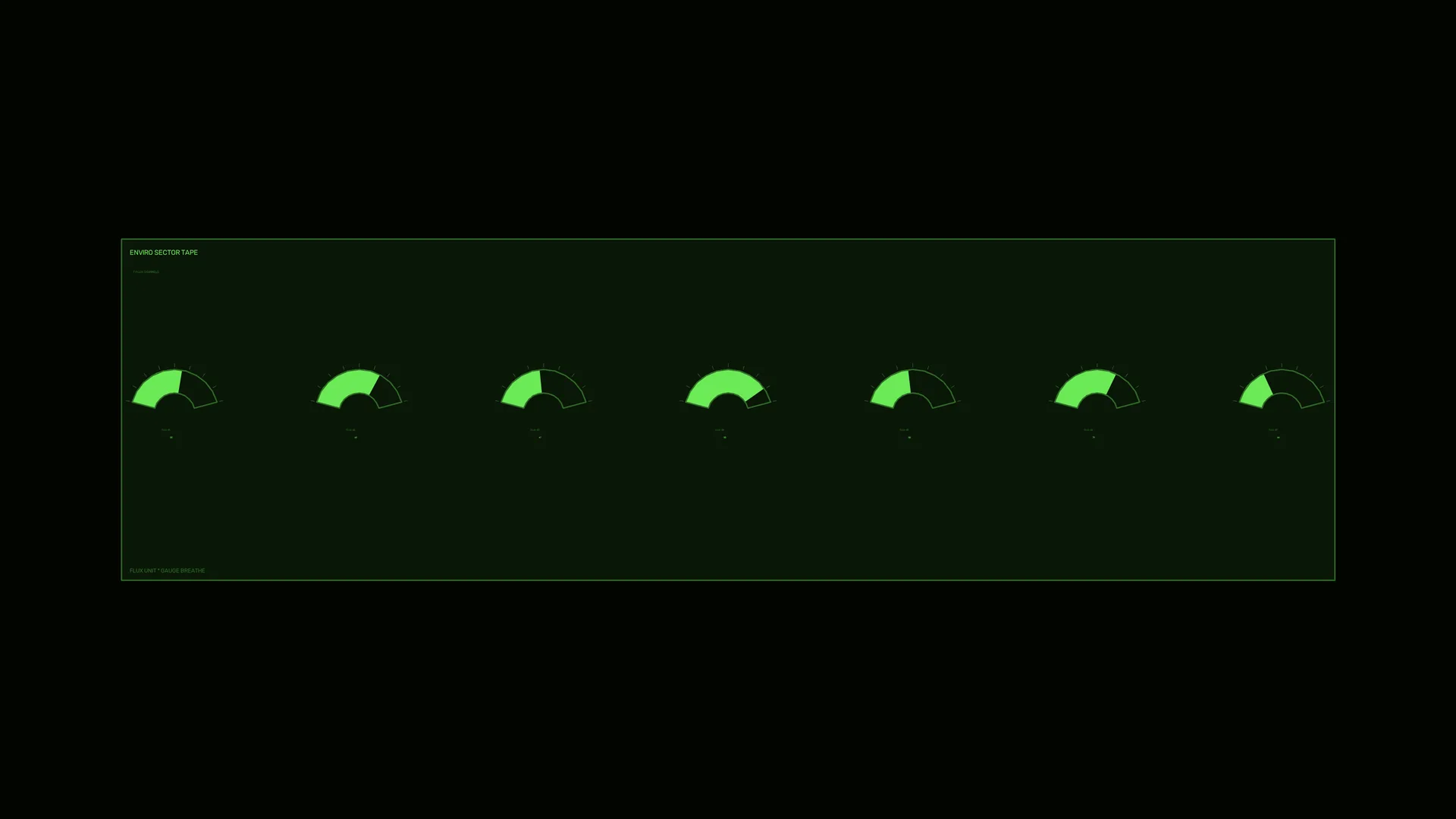Green semicircle gauges on a dark technical panel — free 3840x2160 4K wallpaper image