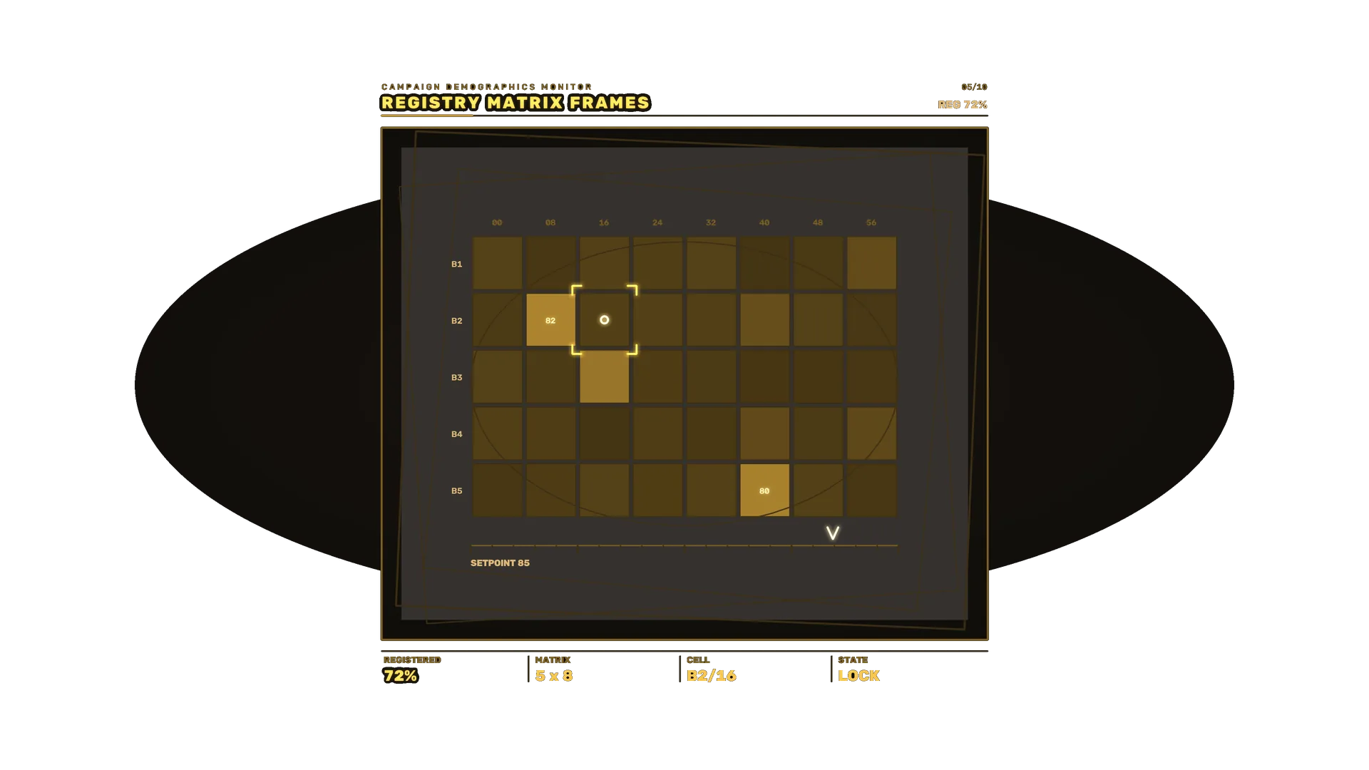 Amber matrix calibration grid on black — free 3840x2160 4K wallpaper image