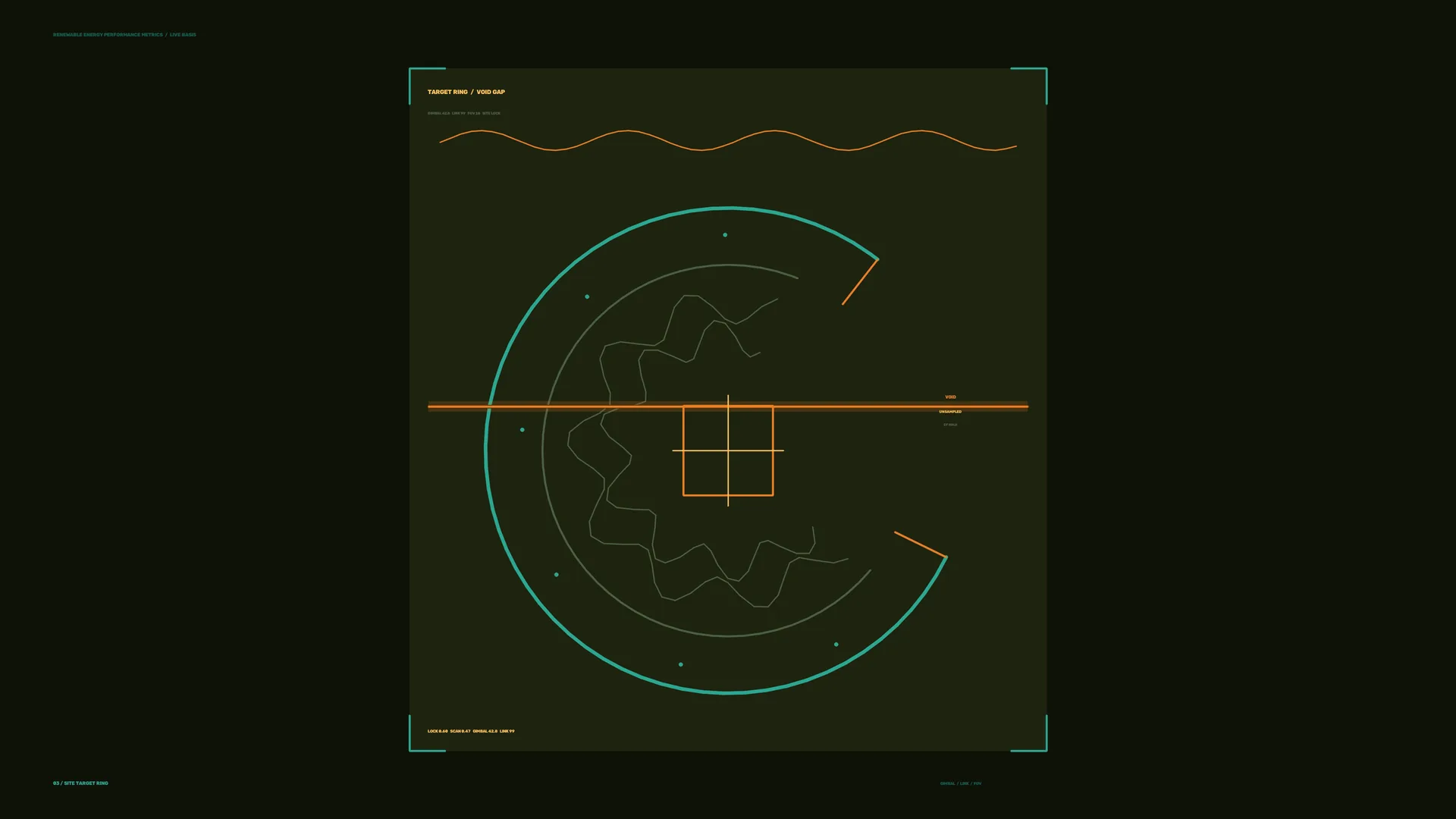 Teal orbital target diagram on an olive grid — free 3840x2160 4K wallpaper image