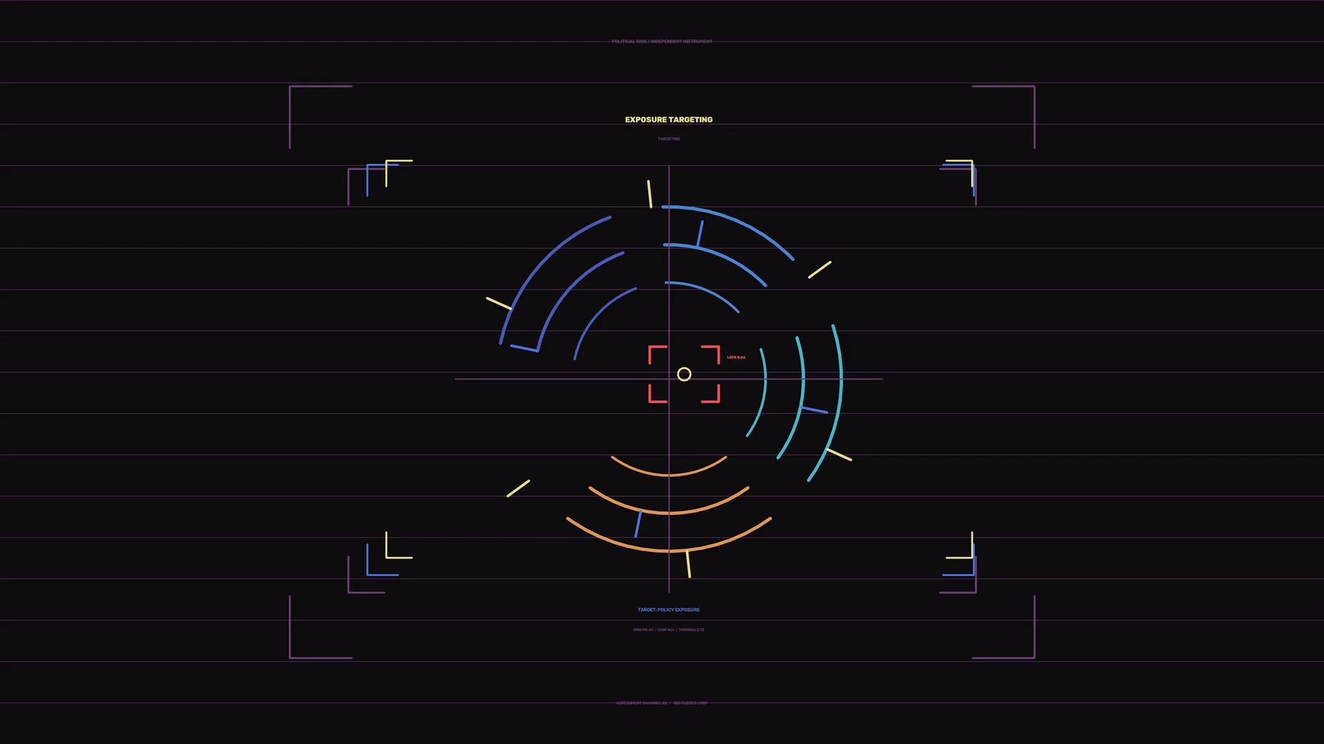 Neon targeting interface with radial signal arcs — free 3840x2160 4K wallpaper image