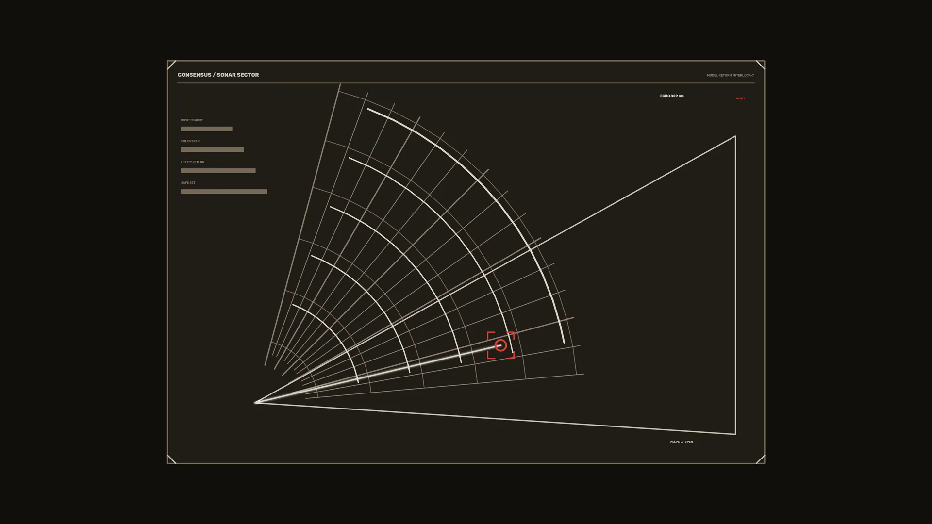 Technical sonar sector with radial signal geometry — free 3840x2160 4K wallpaper image