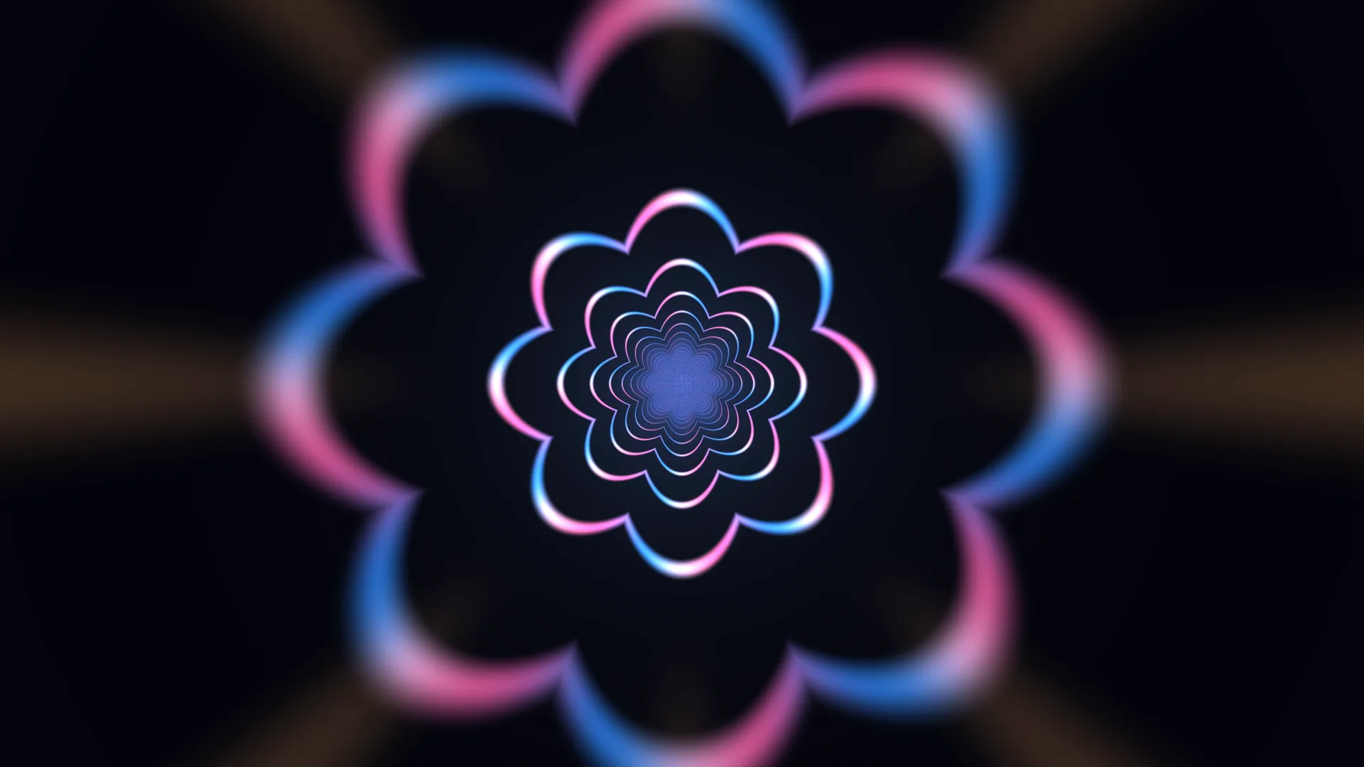 Neon rosette with nested radial geometry — free 3840x2160 4K wallpaper image
