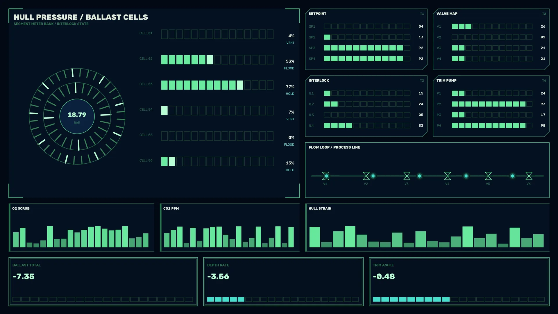 Dark nautical ballast control interface — free 3840x2160 4K wallpaper image