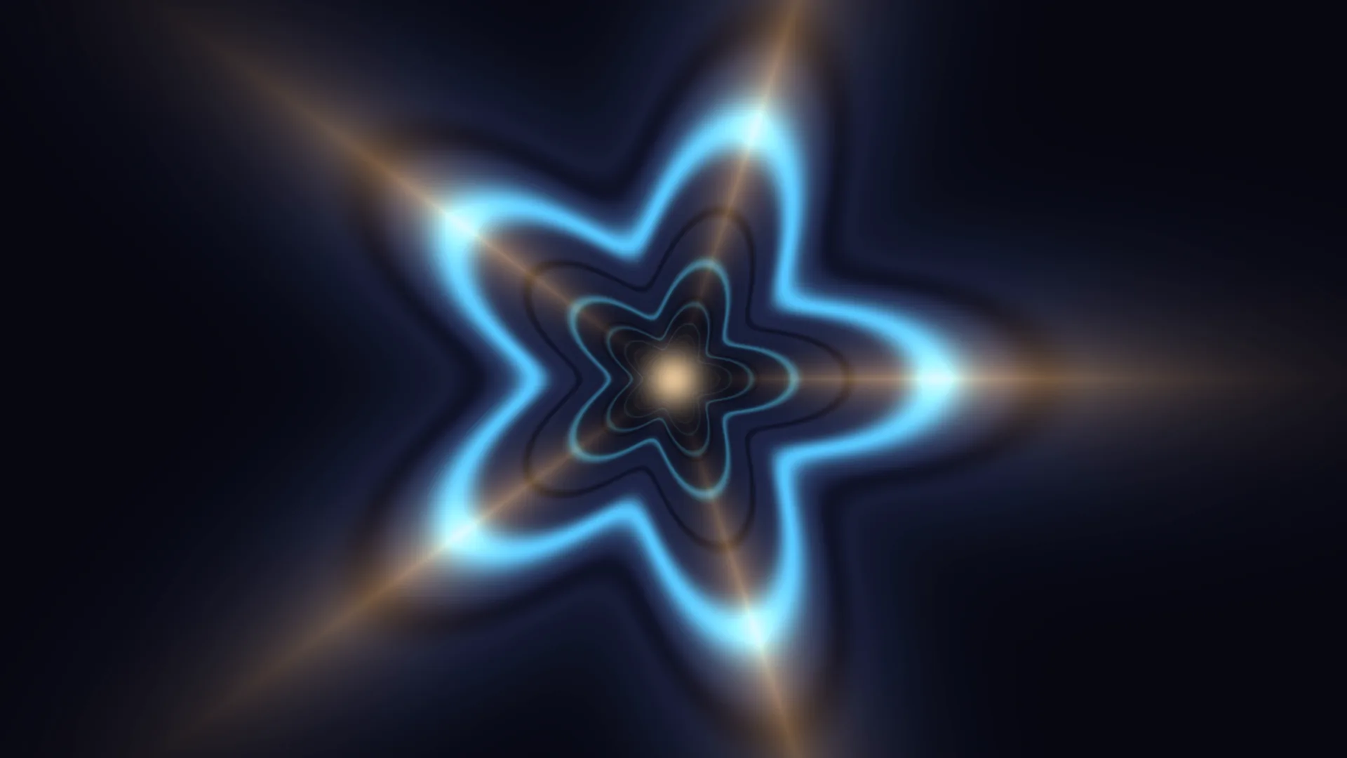 Electric blue star-shaped wave with amber light — free 3840x2160 4K wallpaper image