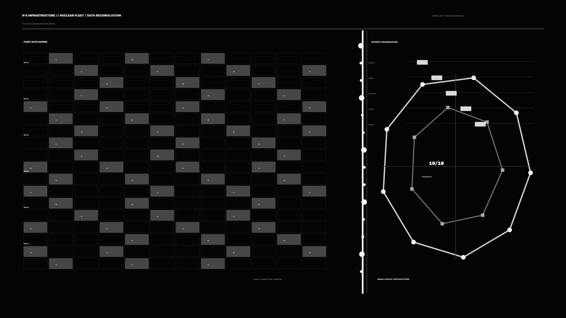 Monochrome infrastructure data matrix and graph — free 3840x2160 4K wallpaper image