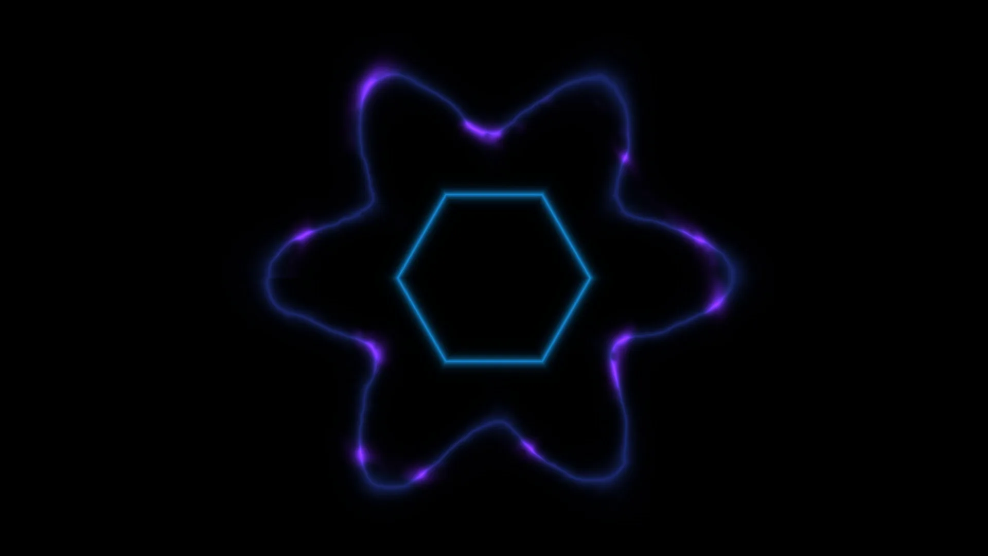 Blue hexagon with violet electric contour — free 3840x2160 4K wallpaper image