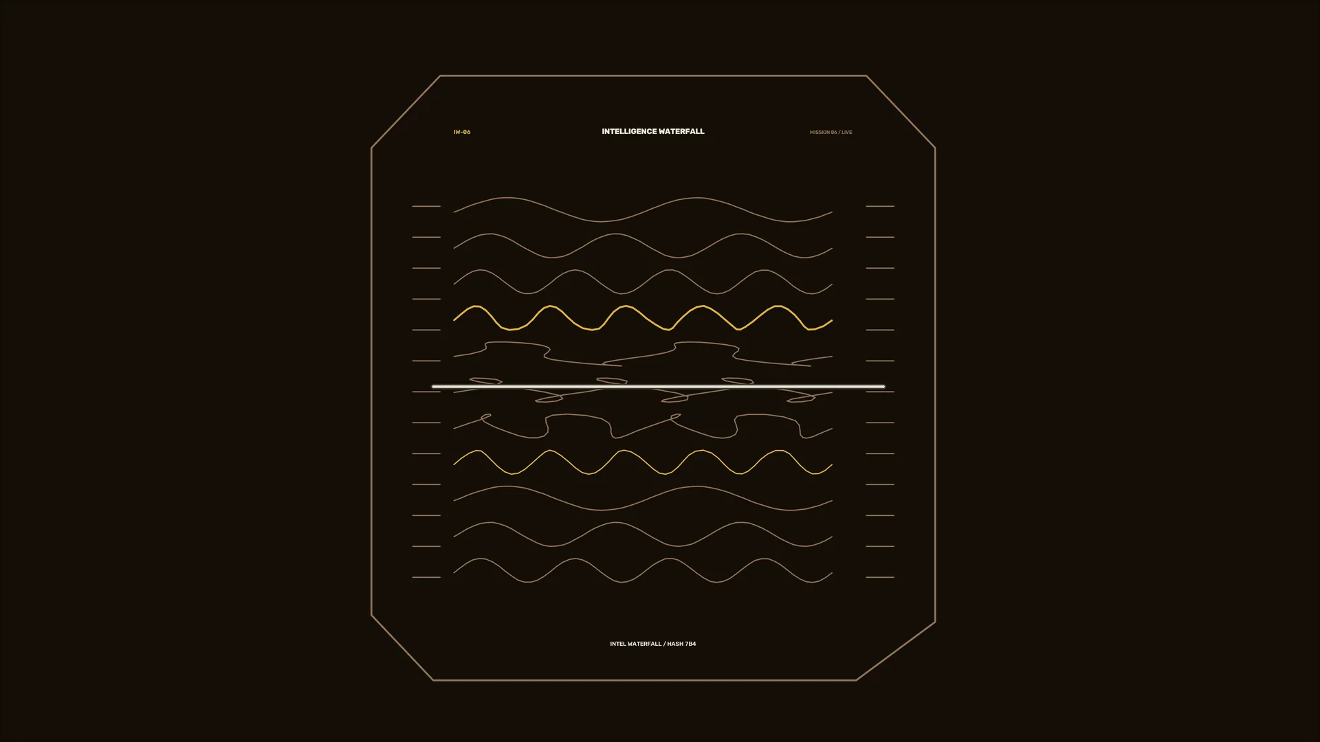 Geometric intelligence waterfall waveform chart — free 3840x2160 4K wallpaper image