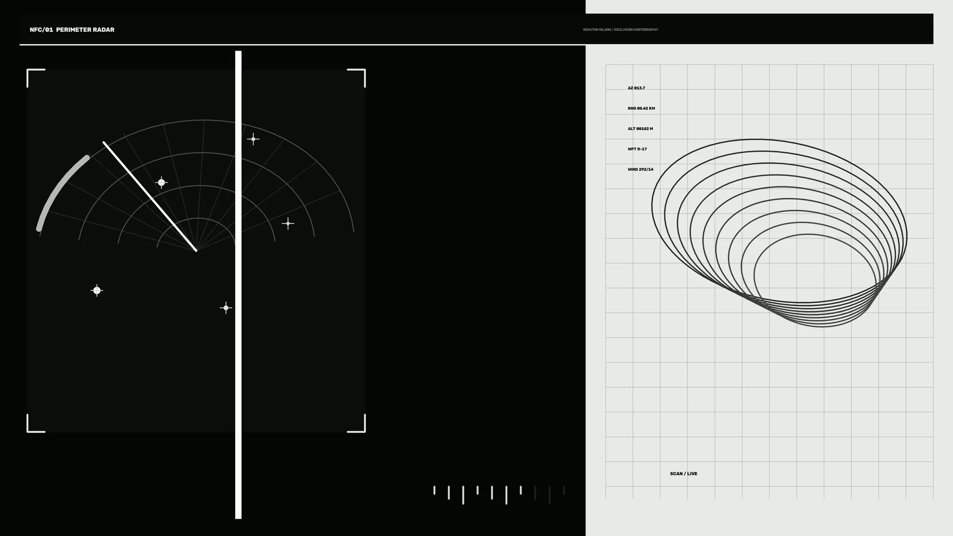 Perimeter radar geometry in black and ivory — free 3840x2160 4K wallpaper image