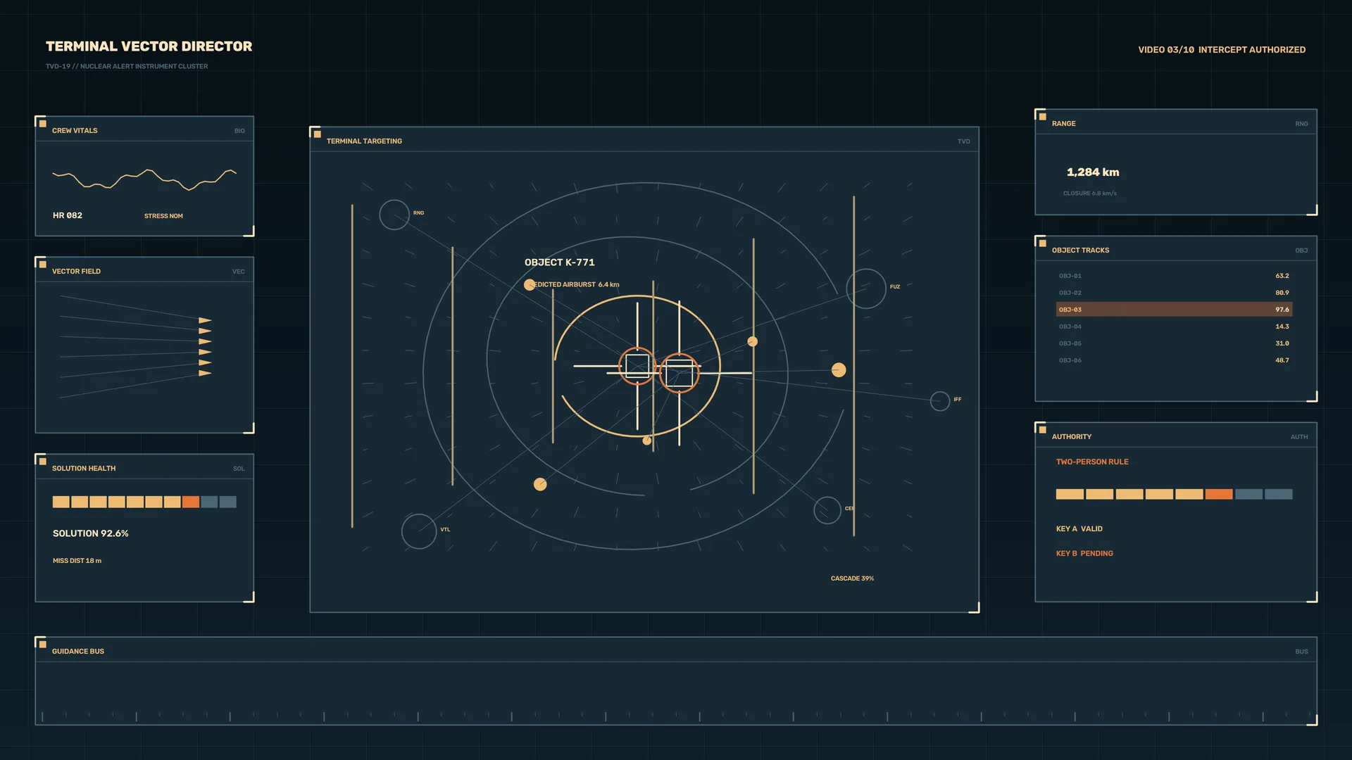 Dark tactical targeting interface with orbital geometry — free 3840x2160 4K wallpaper image