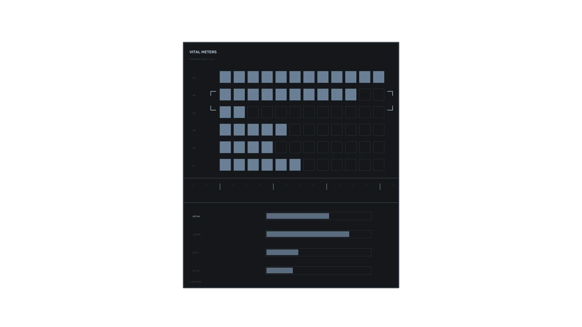 Dark vital meters dashboard with grid indicators — free 3840x2160 4K wallpaper image