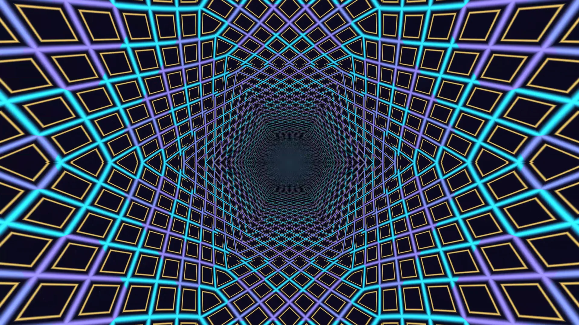 Neon diamond lattice forming a deep tunnel — free 3840x2160 4K wallpaper image
