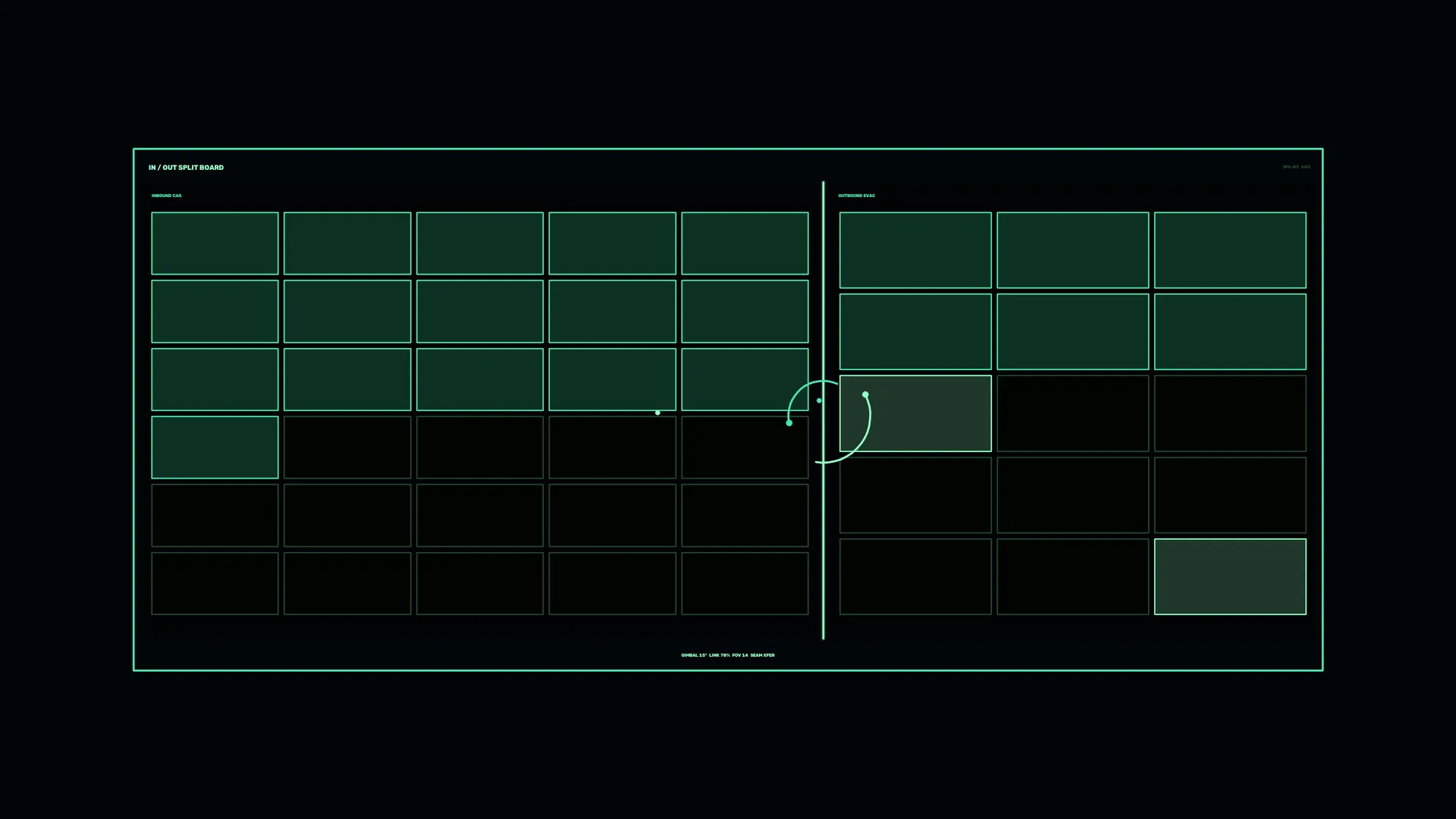 Neon green split-board grid on black — free 3840x2160 4K wallpaper image