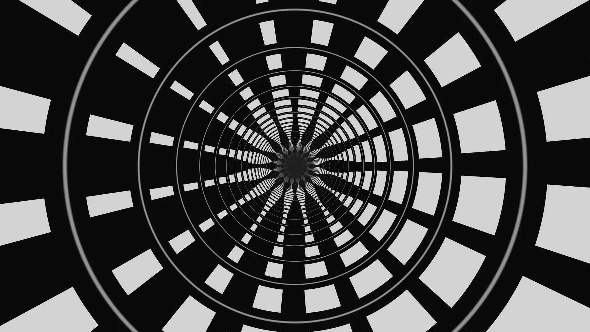 Concentric radial tunnel in black and white — free 3840x2160 4K wallpaper image