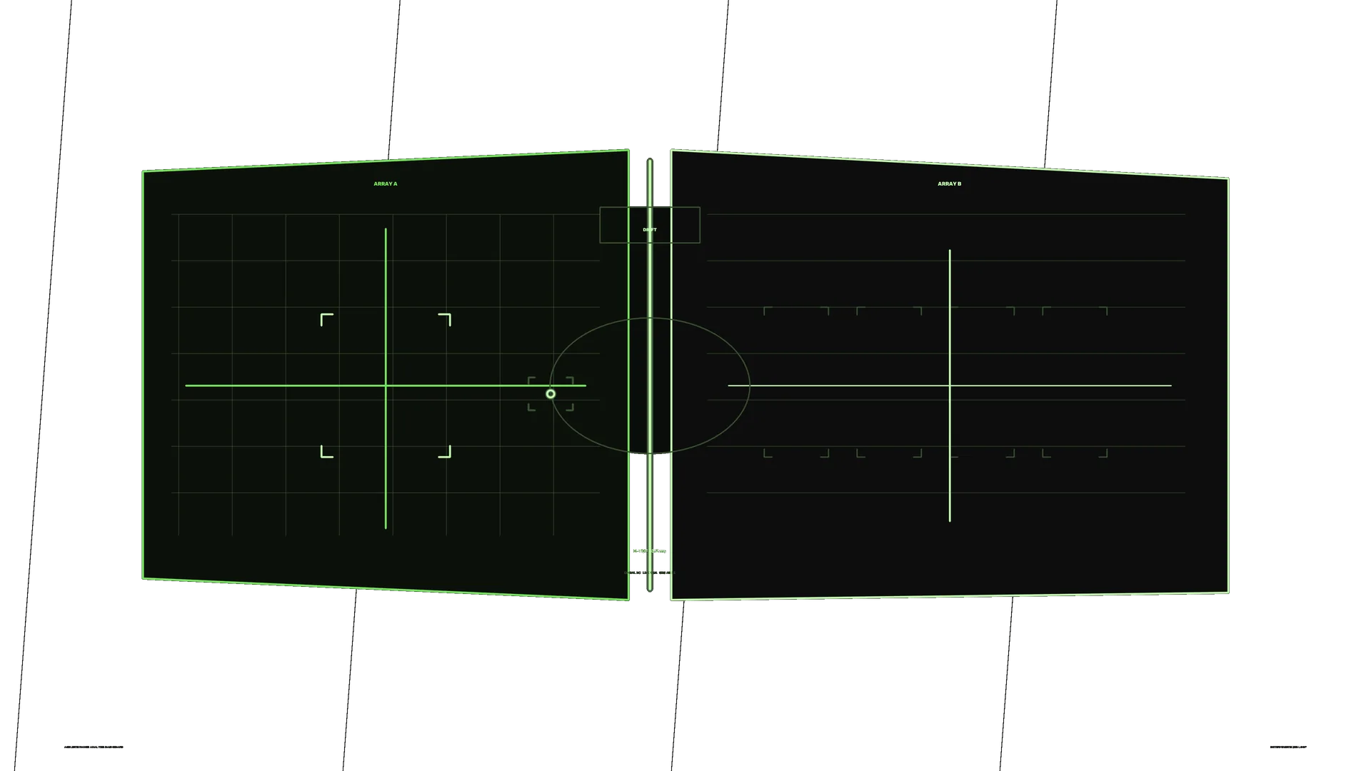 Neon green dual-array targeting schematic — free 3840x2160 4K wallpaper image