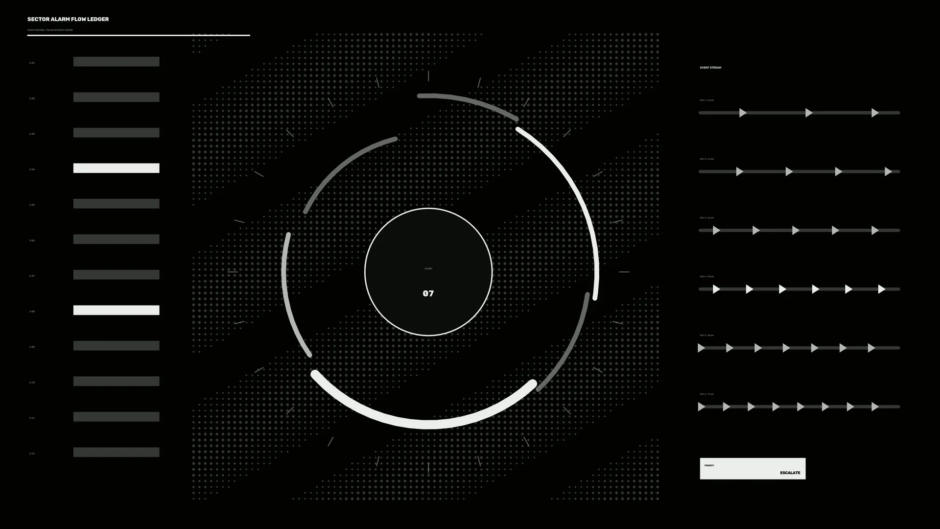 Monochrome radial operations dashboard — free 3840x2160 4K wallpaper image