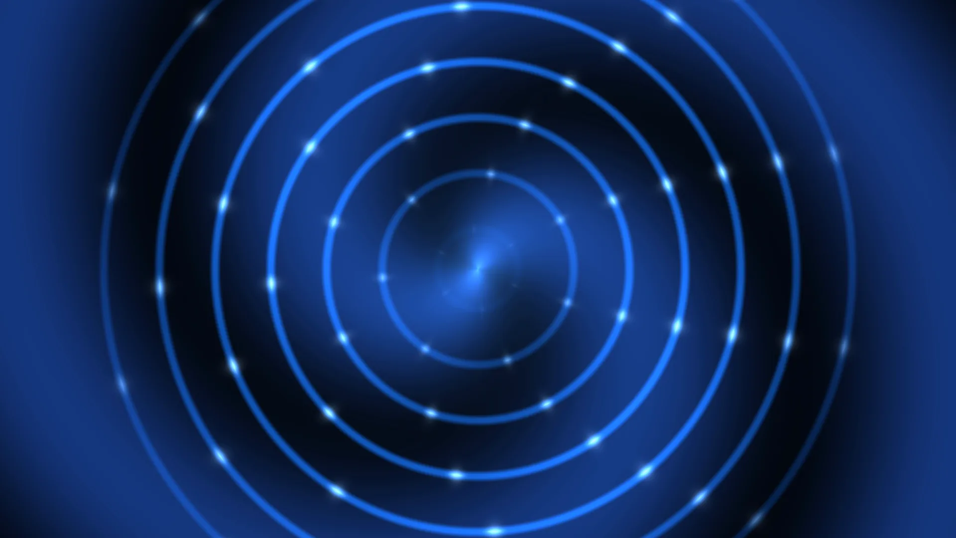 Concentric blue rings with luminous orbital points — free 3840x2160 4K wallpaper image