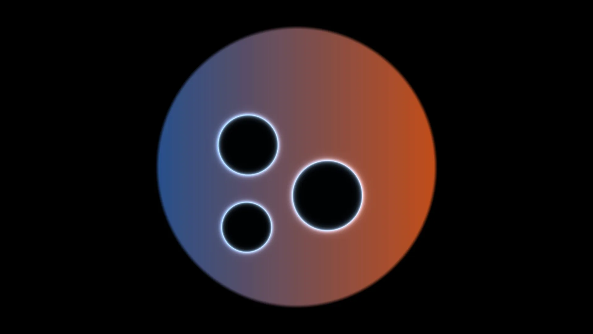 Gradient disk with three luminous circular voids — free 3840x2160 4K wallpaper image