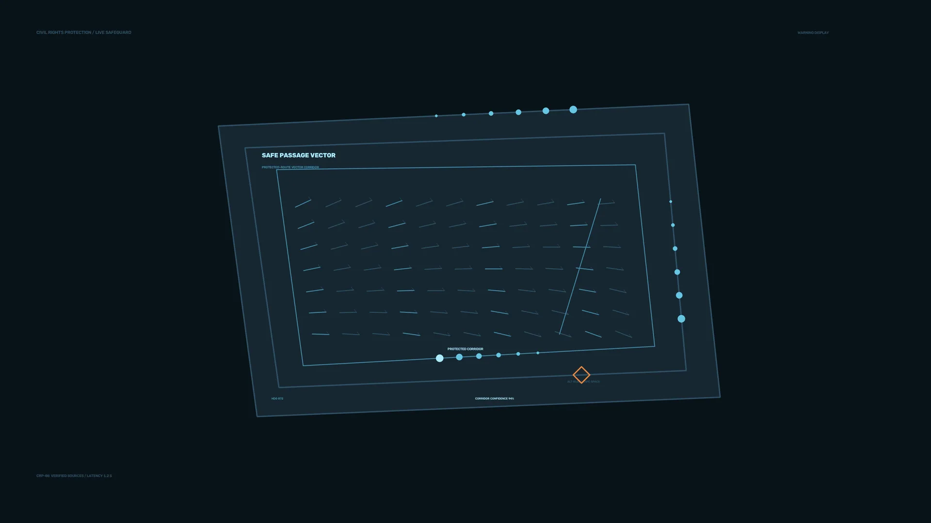 Blue corridor vector with geometric safety overlays — free 3840x2160 4K wallpaper image