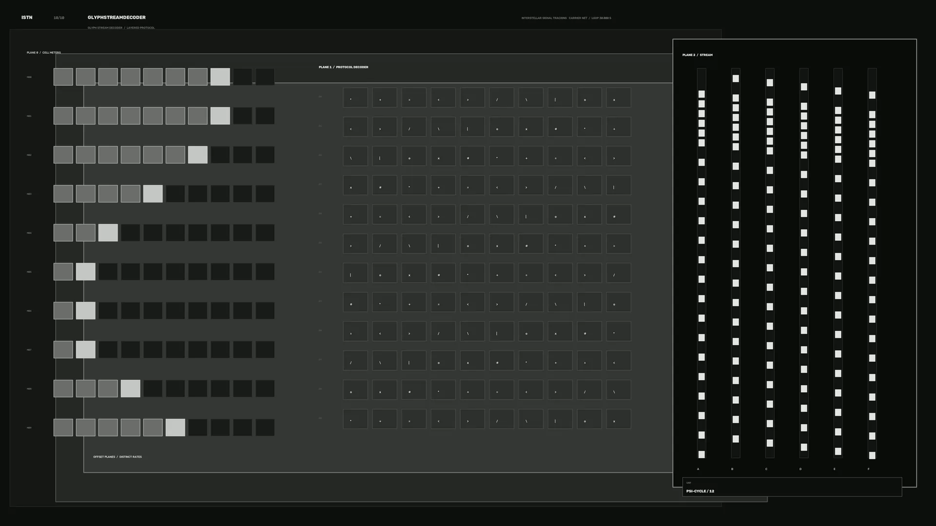 Monochrome grid interface with signal columns — free 3840x2160 4K wallpaper image