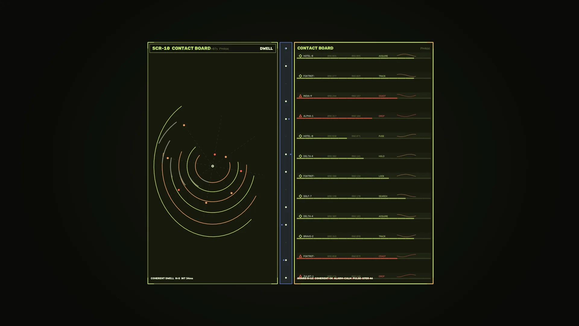 Orbital contact board with concentric tracking arcs — free 3840x2160 4K wallpaper image