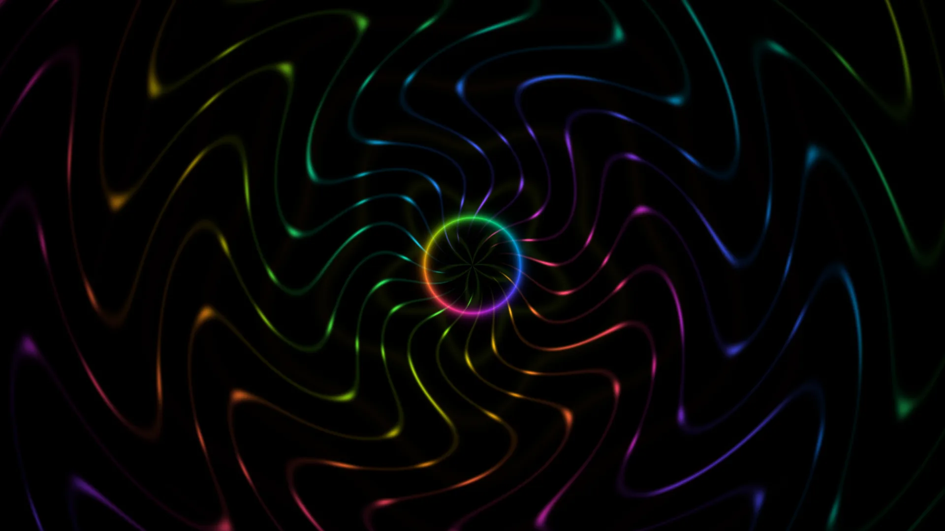Neon filament spirals on a black field — free 3840x2160 4K wallpaper image