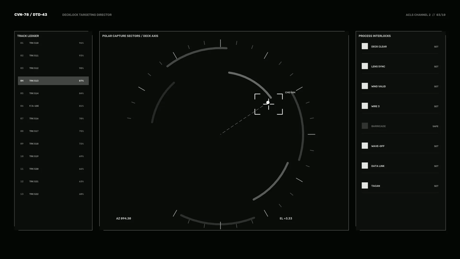 Monochrome polar targeting interface with track ledger — free 3840x2160 4K wallpaper image