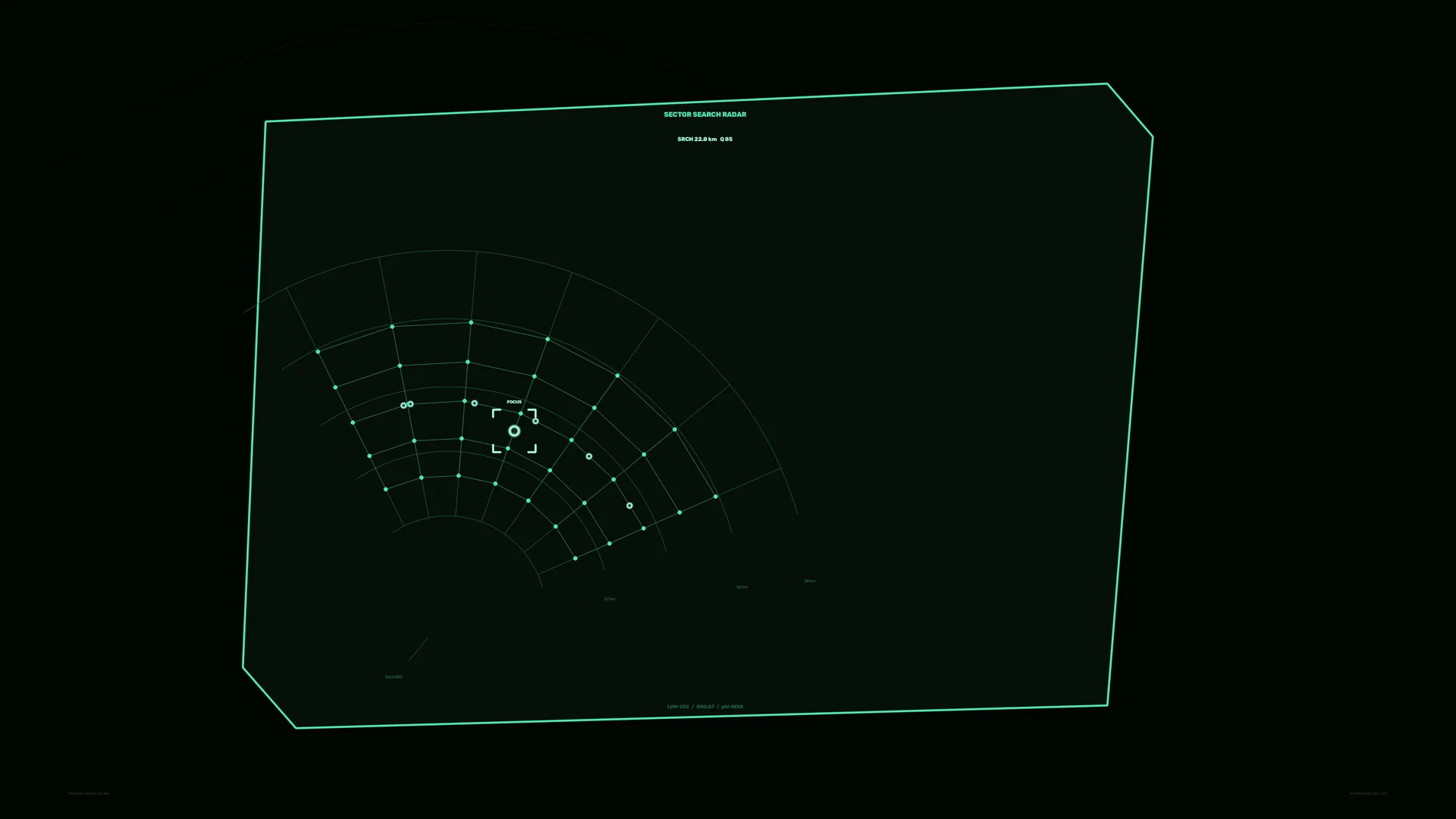 Neon sector search radar on a dark grid — free 3840x2160 4K wallpaper image