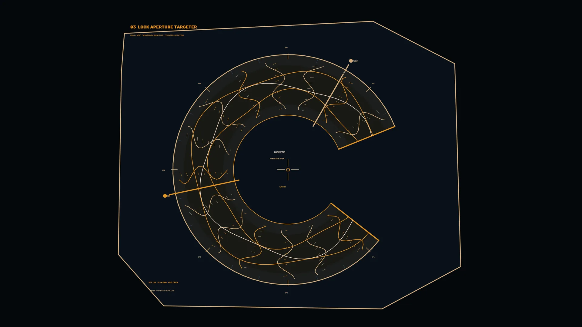 Amber orbital aperture target schematic — free 3840x2160 4K wallpaper image
