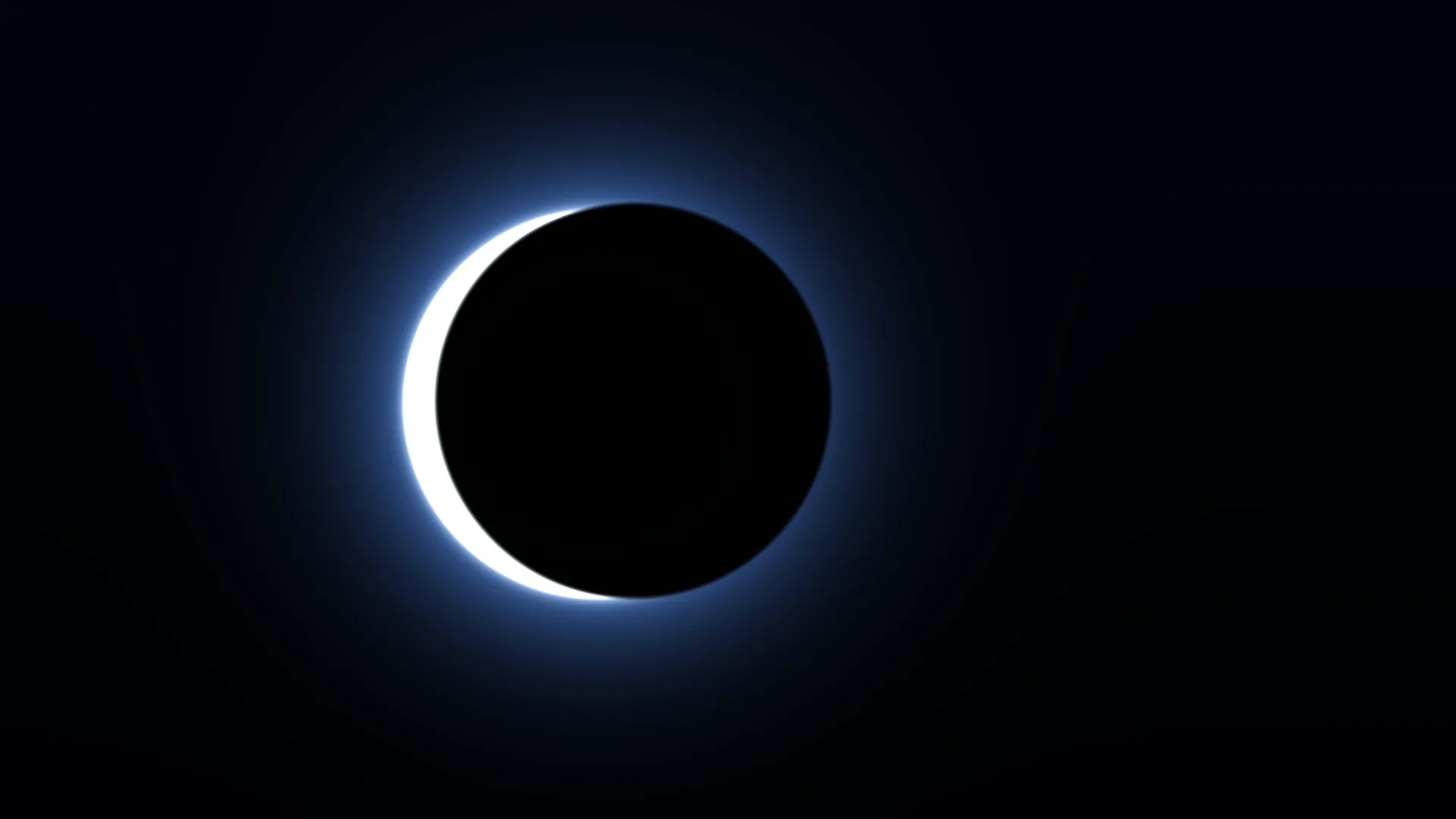 Black disk with an electric blue corona — free 3840x2160 4K wallpaper image