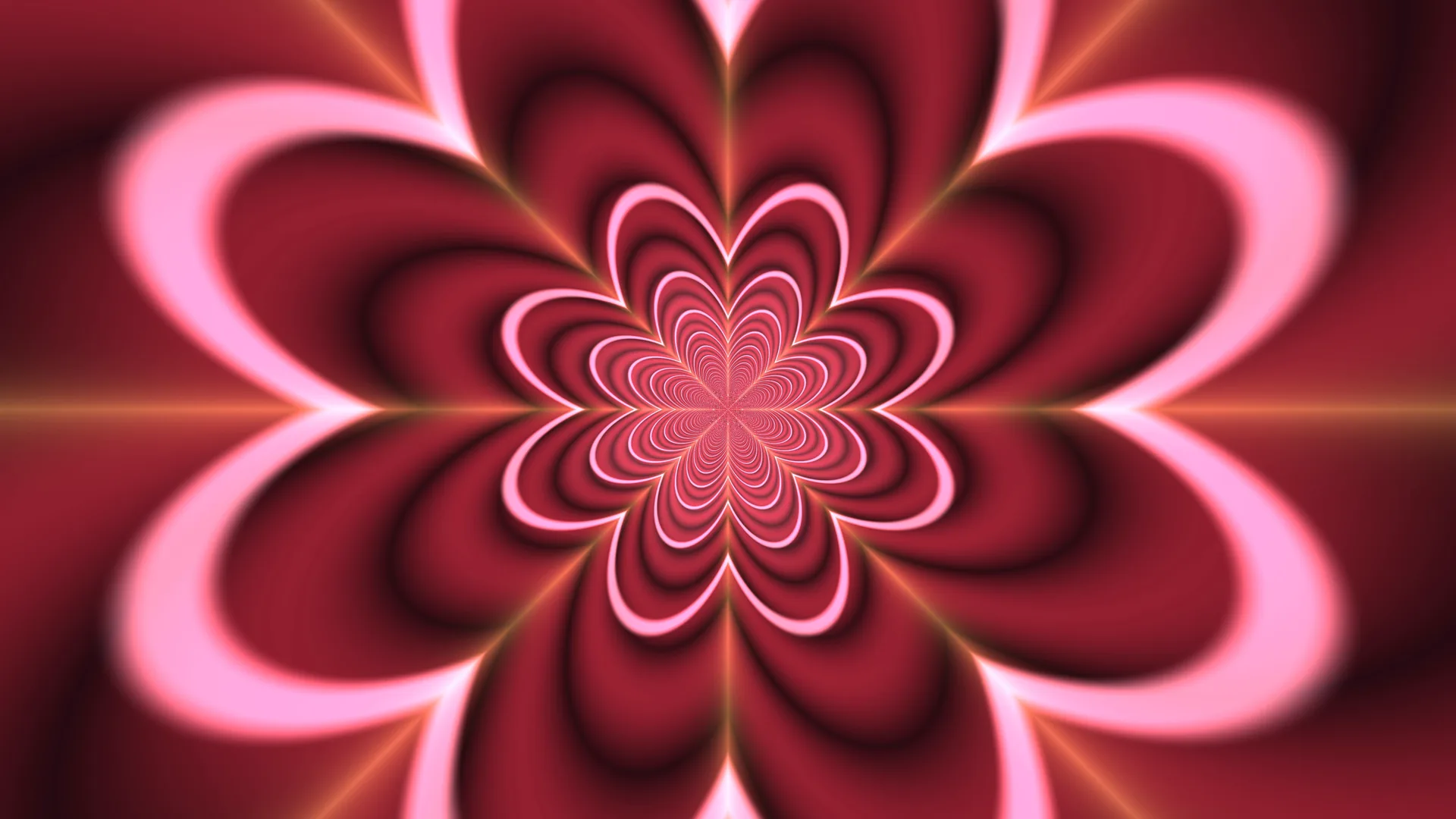 Radial pink heart lattice on a crimson field — free 3840x2160 4K wallpaper image