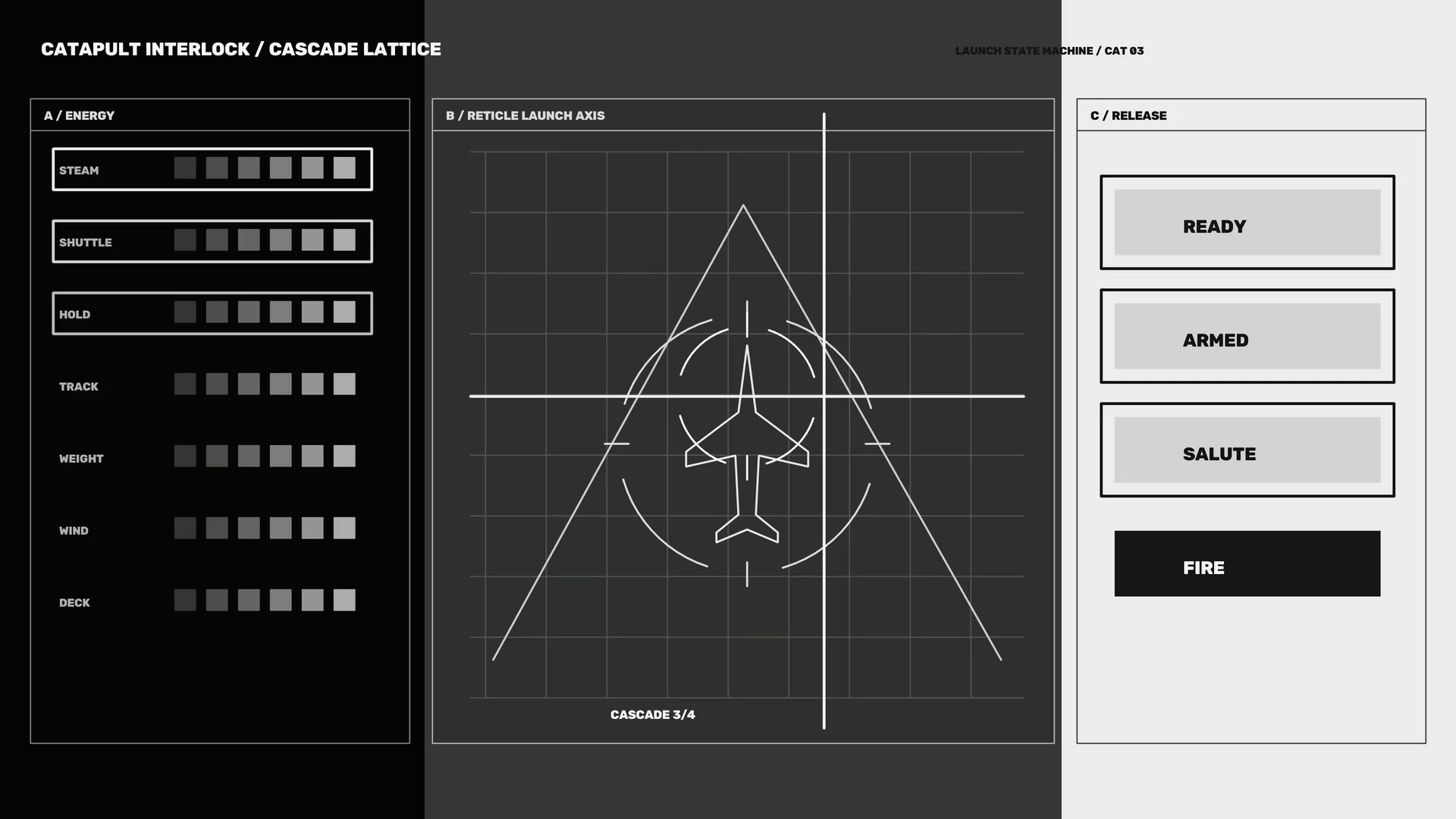 Monochrome Aircraft Launch Control Interface — free 3840x2160 4K wallpaper image
